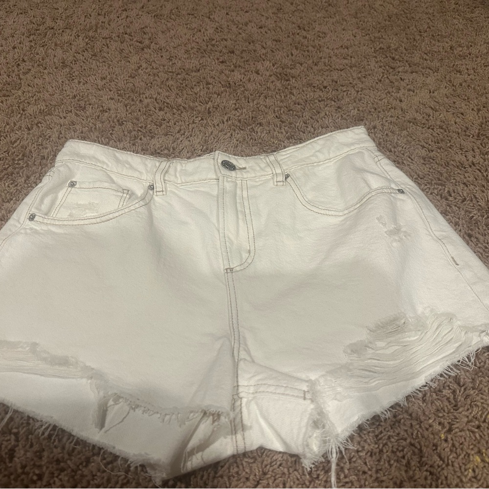 Garage White Distressed Jean Shorts